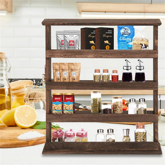 Bamboo Wall Mounted Spice Rack Storage Shelf Organizer