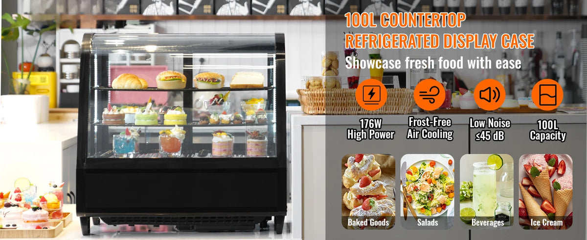 SucceBuy Refrigerated Pastry Display Case With LED Frost-Free Cooling