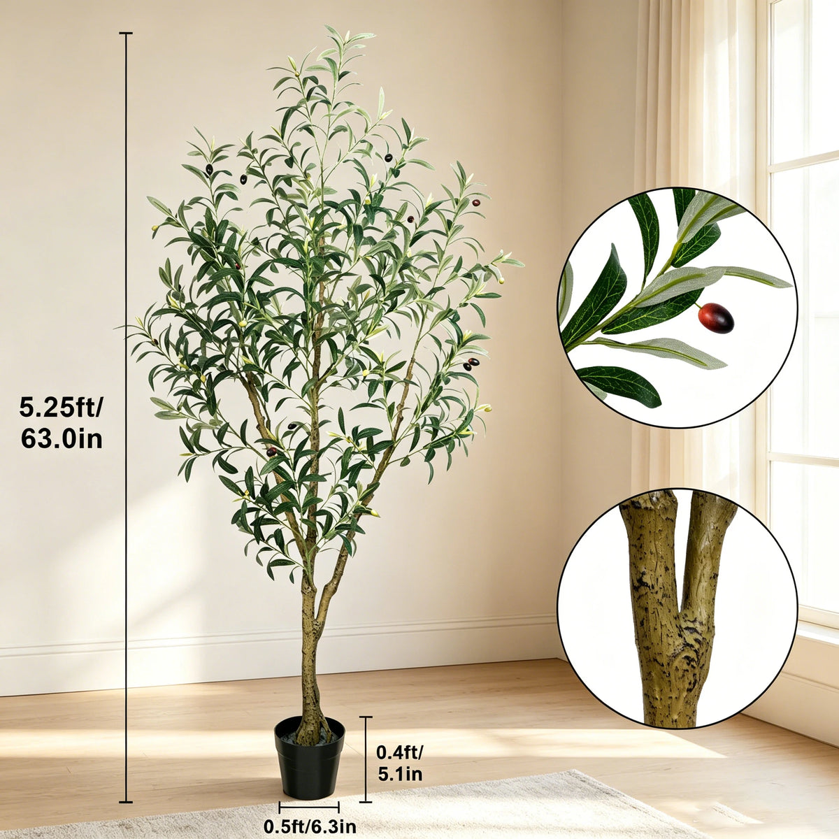 Olitree Artificial Olive Tree With Natural Wood Trunk Home Decoration