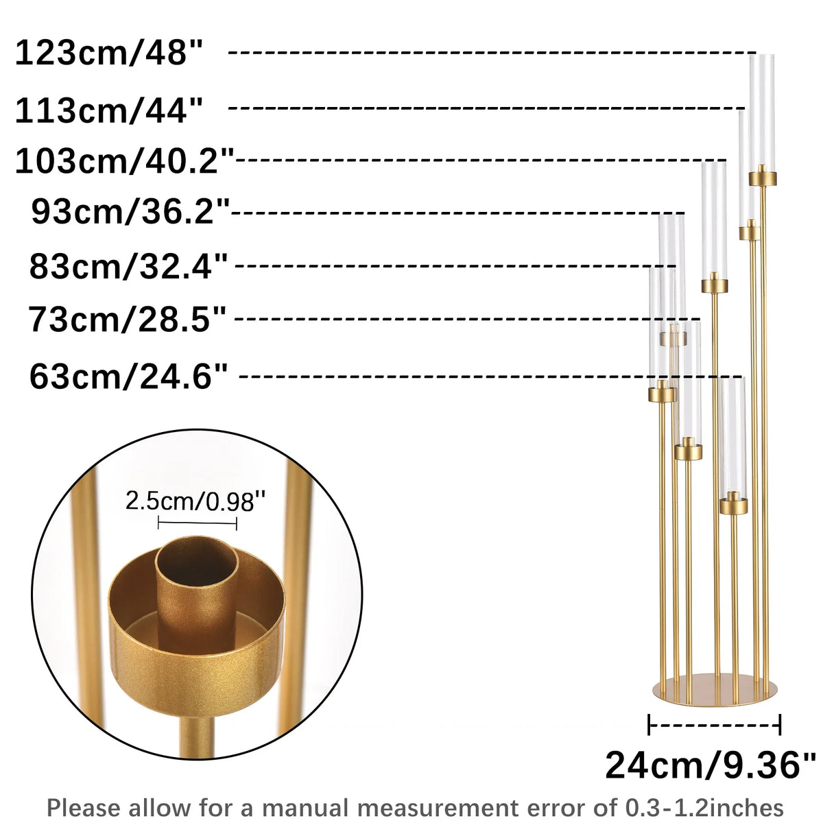VINCIGANT Seven Arm Floor Candelabra With Removable Acrylic Shades