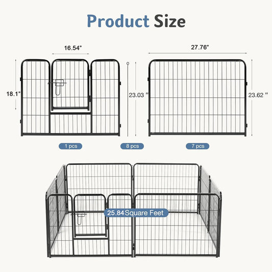 JHK Metal 8 Panels Dog Playpen Fence For Outdoor Use