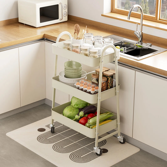 JHK Metal Rolling Storage Cart With Lockable Wheels