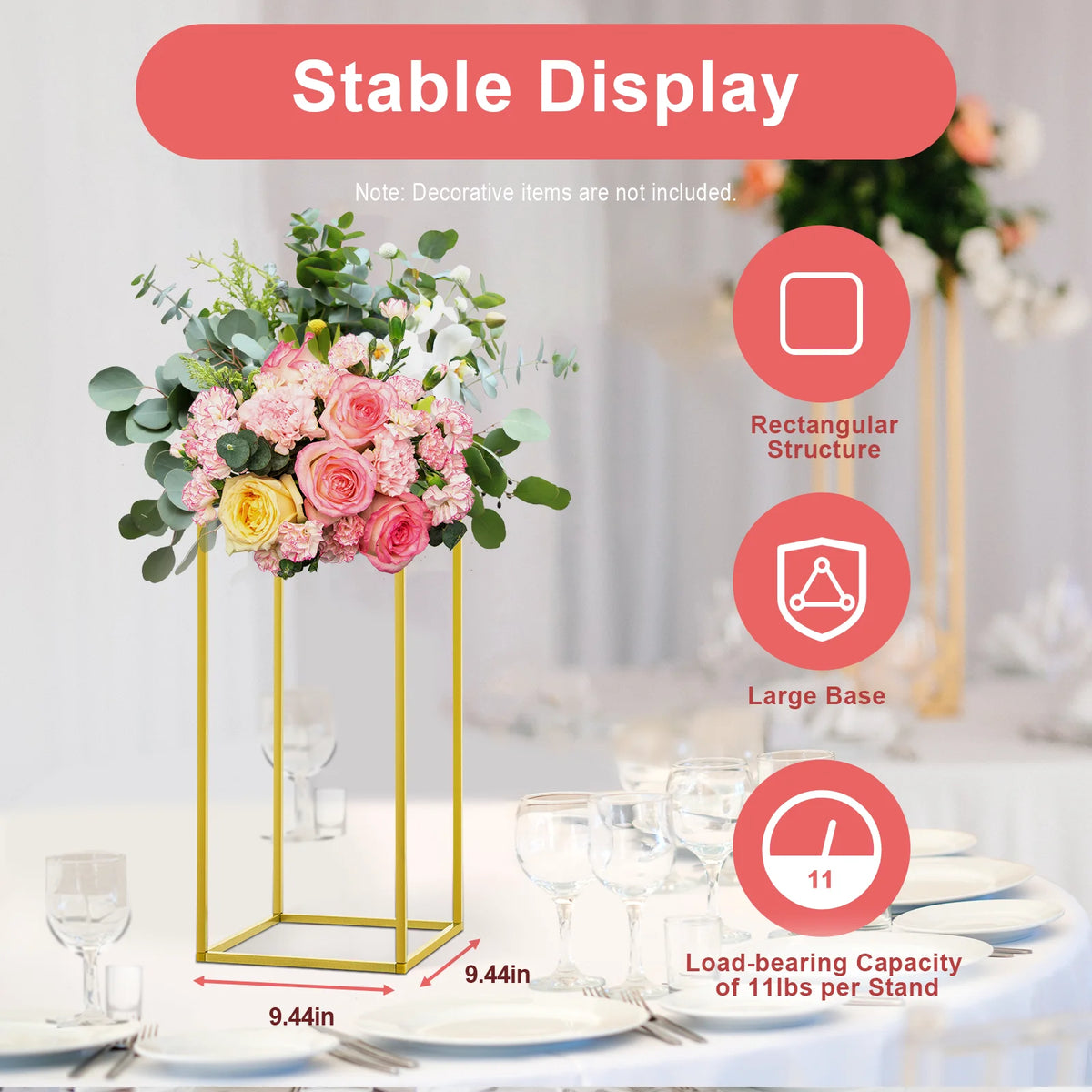 10 Piece Metal Flower Stand Set for Wedding Event Decorations