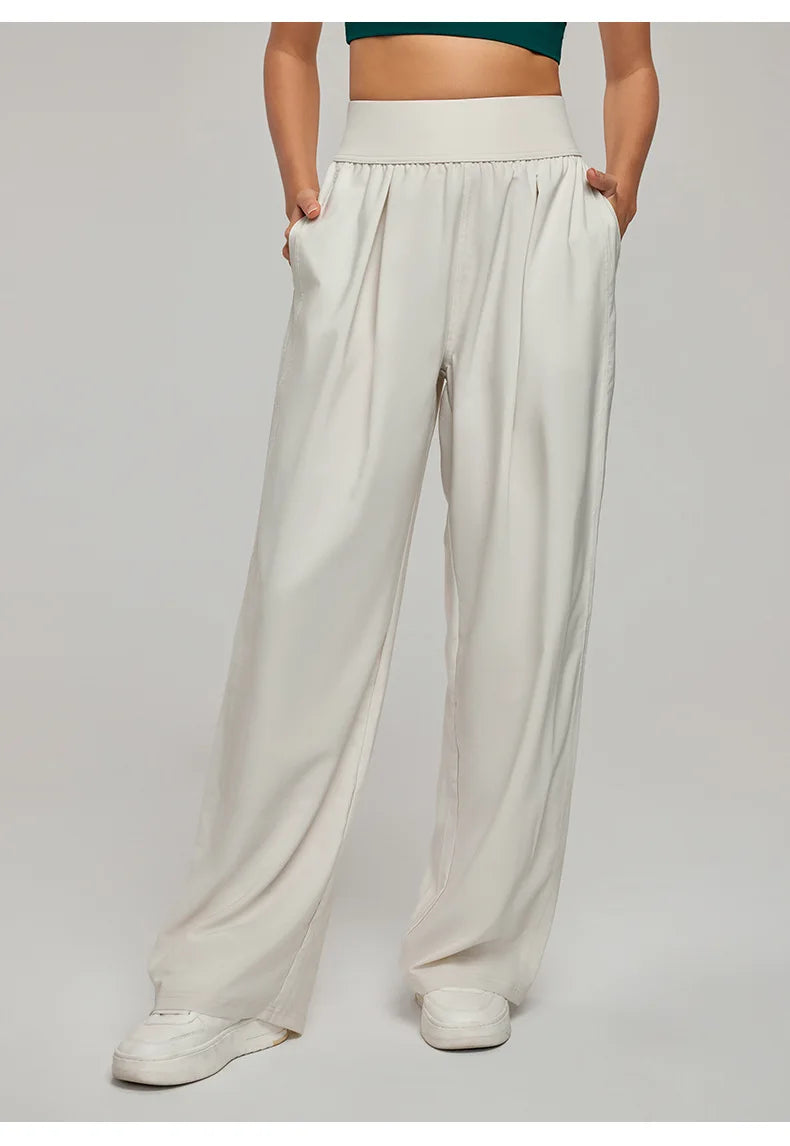 High Waist Wide Leg Yoga Pants for Women Straight Loose Casual Trousers Breathable Lightweight Sports Pants for Spring Summer