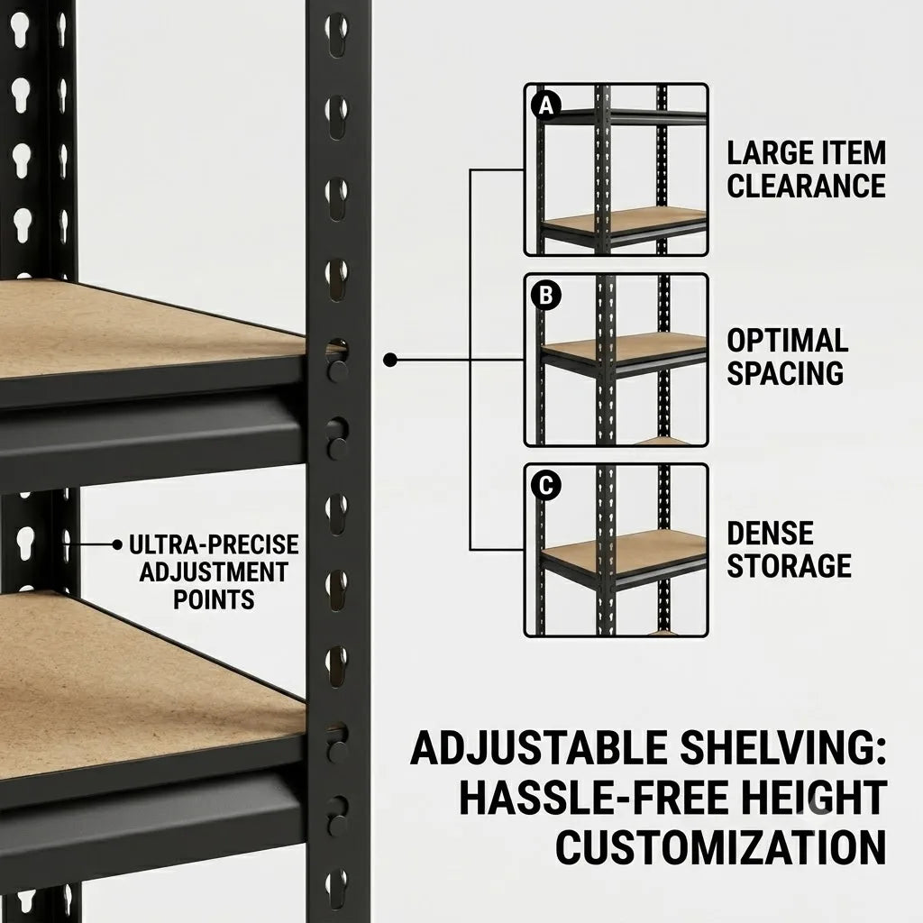 Metal Five Tier Shelving Unit Adjustable Pantry Storage Rack