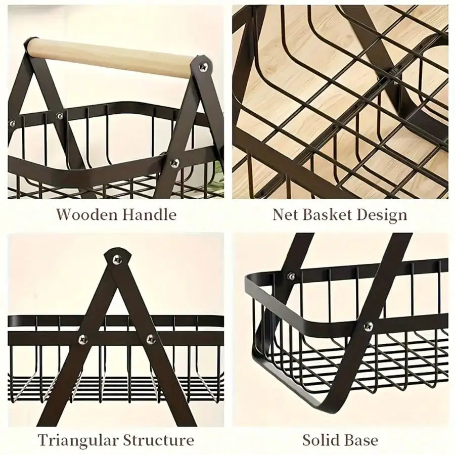 Three Tier Fruit Basket With Removable Trays For Kitchen Storage