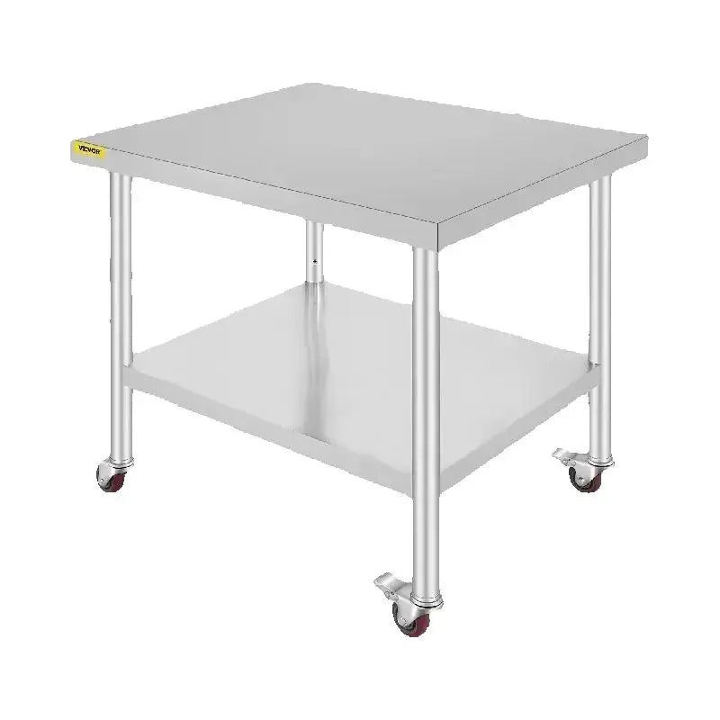SucceBuy Stainless Steel Prep Table With Shelf Casters And Backsplash