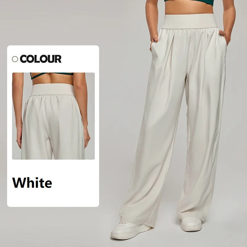 High Waist Wide Leg Yoga Pants for Women Straight Loose Casual Trousers Breathable Lightweight Sports Pants for Spring Summer