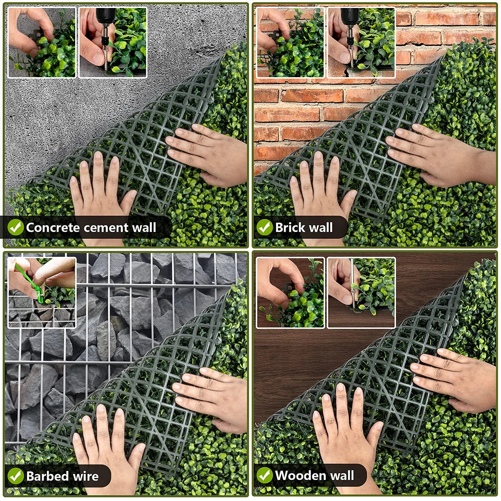 SucceBuy Artificial Boxwood Hedge Panels for Outdoor Privacy and Decor