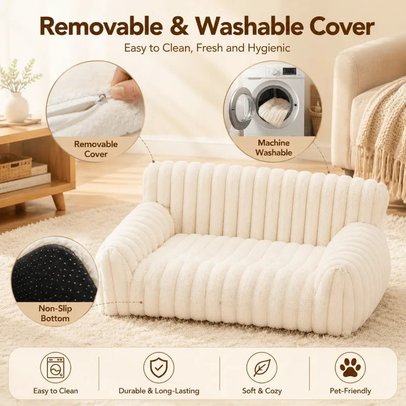Plush Cat Sofa Bed With Washable Cover And Cozy Support