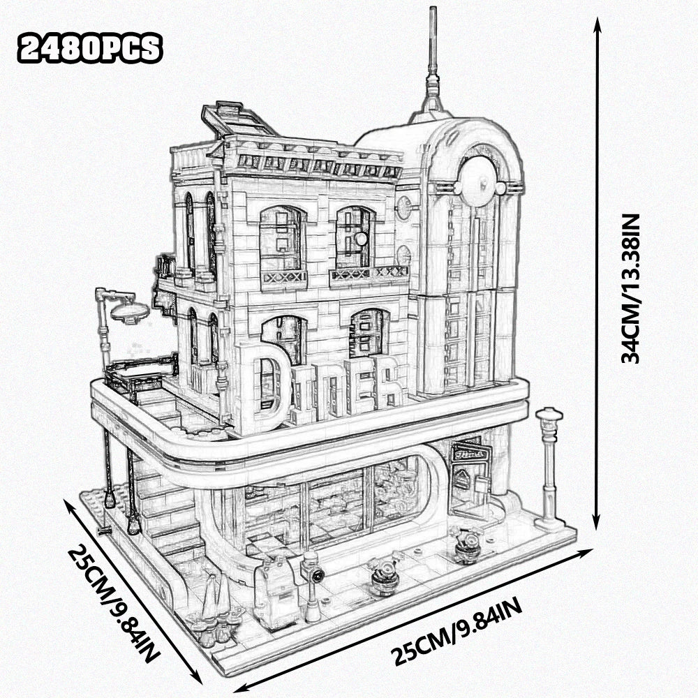 Modular City Corner Jazz Club Hotel Building Blocks Set