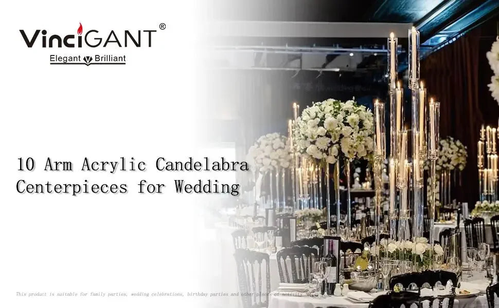 VINCIGANT Acrylic Candelabra Candle Holder Wedding Table Centerpiece Home Decor