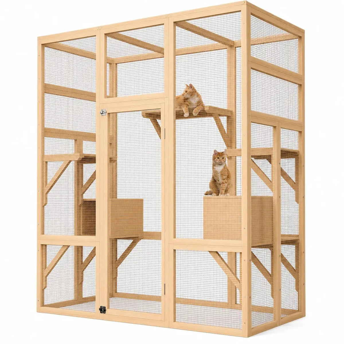 HiMISS Outdoor Wooden Cat Enclosure With Waterproof UV Roof