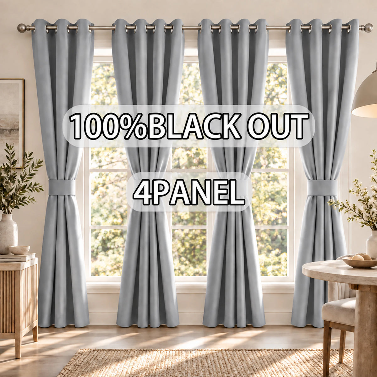 Thermal Blackout Window Curtains With Waterproof Backing For Home