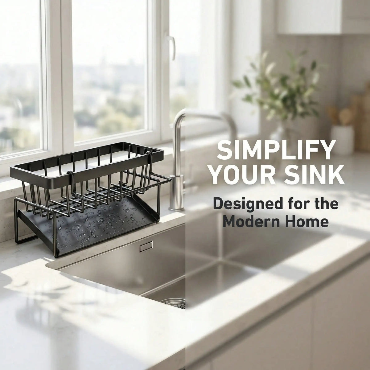 Stainless Steel Sink Caddy With Sloped Drainage And Towel Bar