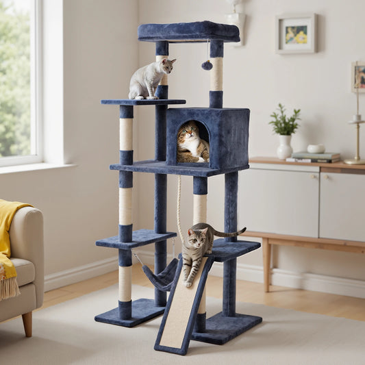 JHK Cat Tree Tall MultiCat Climbing Tower With Sisal Posts