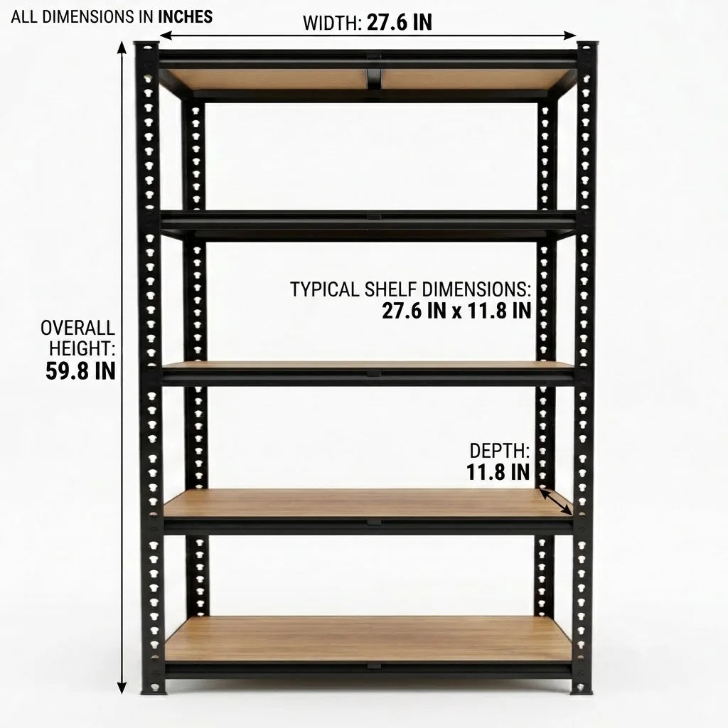 Metal Five Tier Shelving Unit Adjustable Pantry Storage Rack