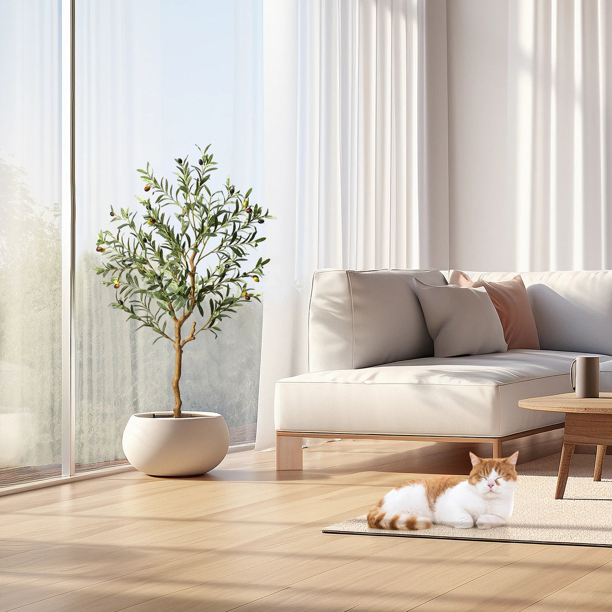 HiMISS Artificial Olive Tree Potted Plant for Home Decor