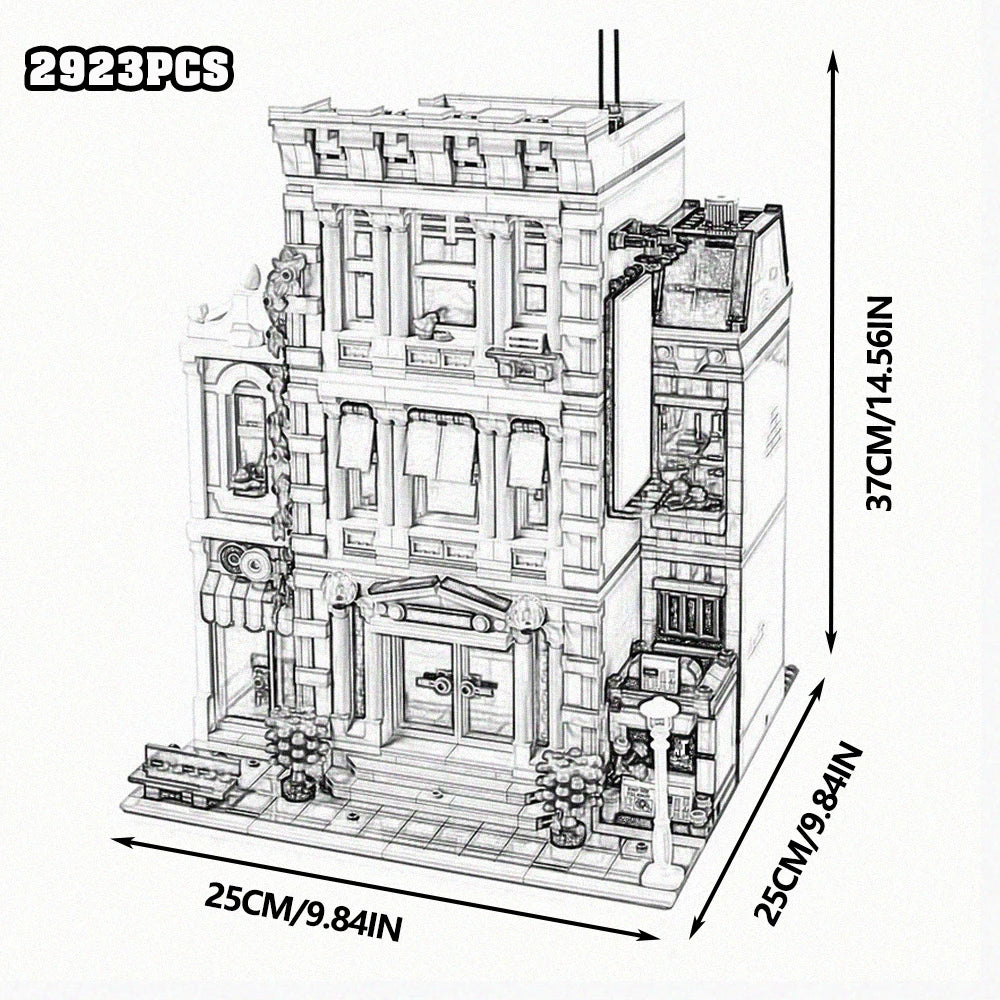Modular City Corner Jazz Club Hotel Building Blocks Set