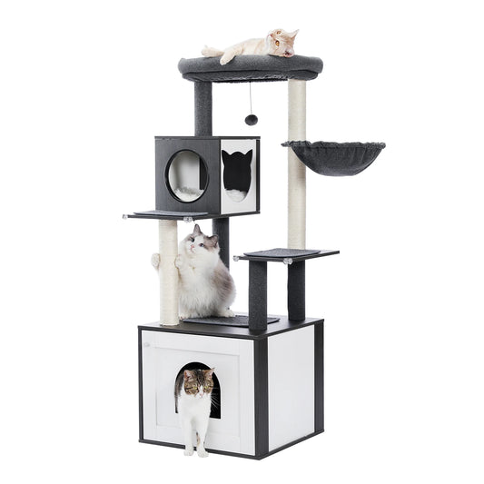 PAWZ Road Cat Tree With Litter Box Enclosure And Cabinet
