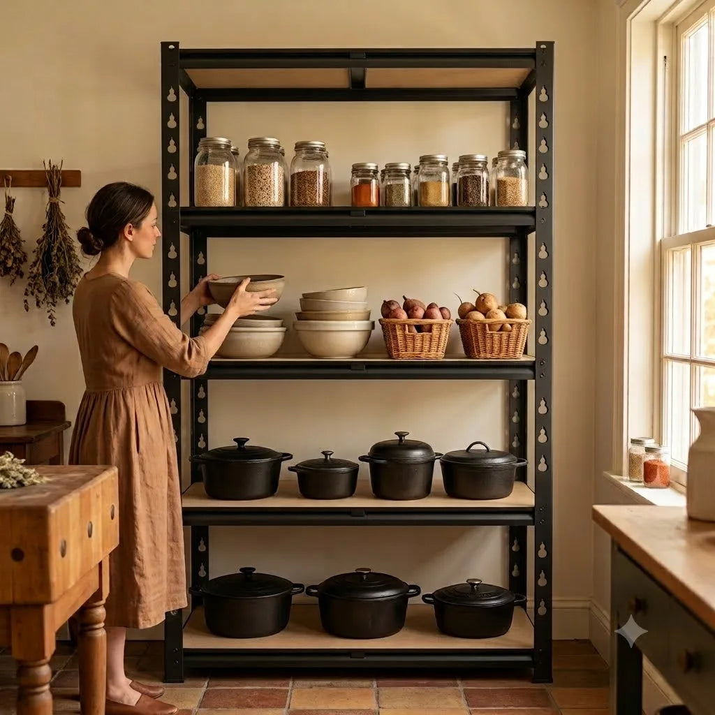 Metal Five Tier Shelving Unit Adjustable Pantry Storage Rack