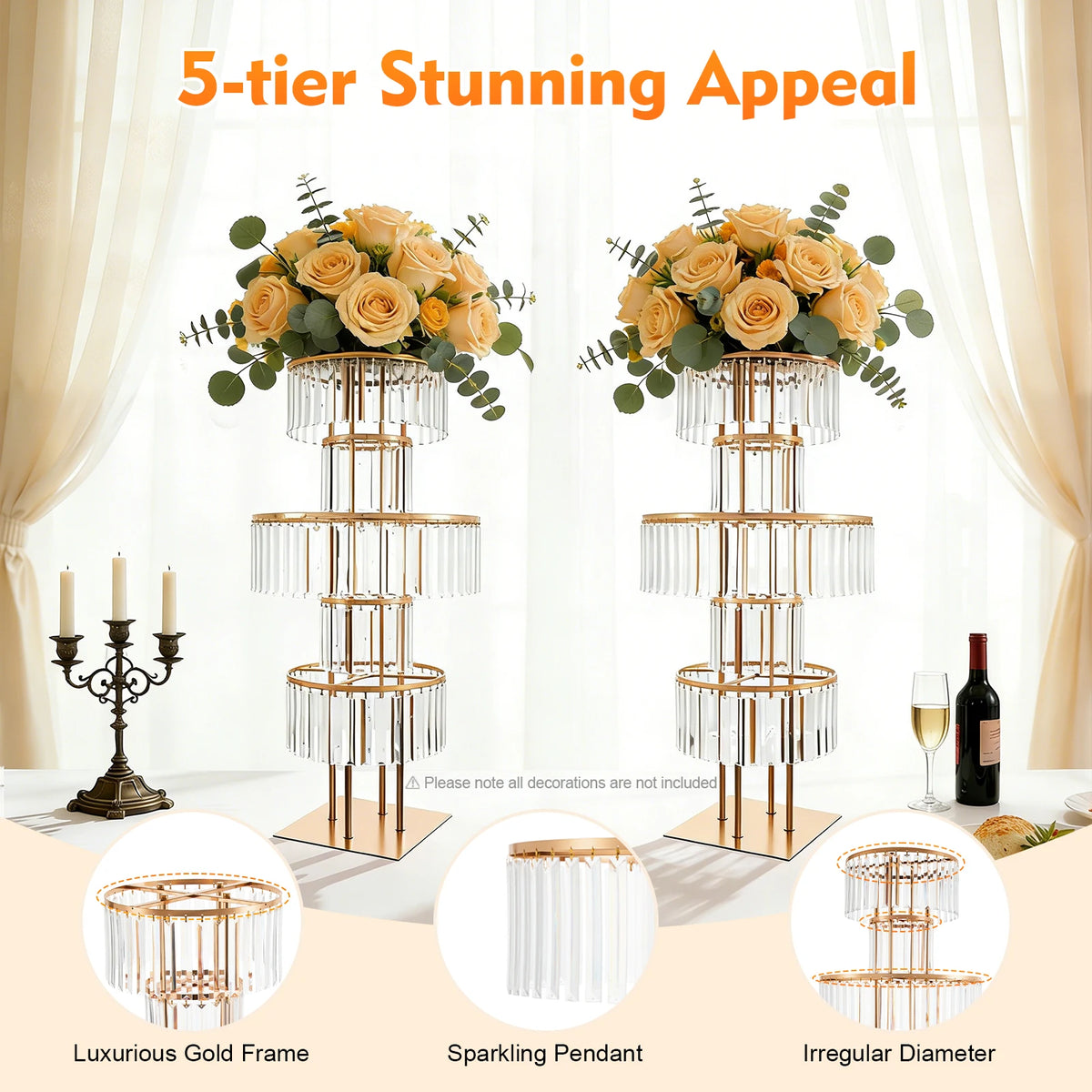 Five Tier Wedding Flower Stand For Elegant Event Centerpieces