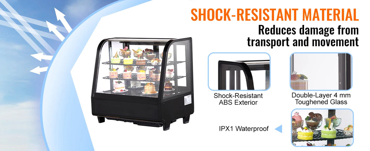 SucceBuy Refrigerated Pastry Display Case With LED Frost-Free Cooling