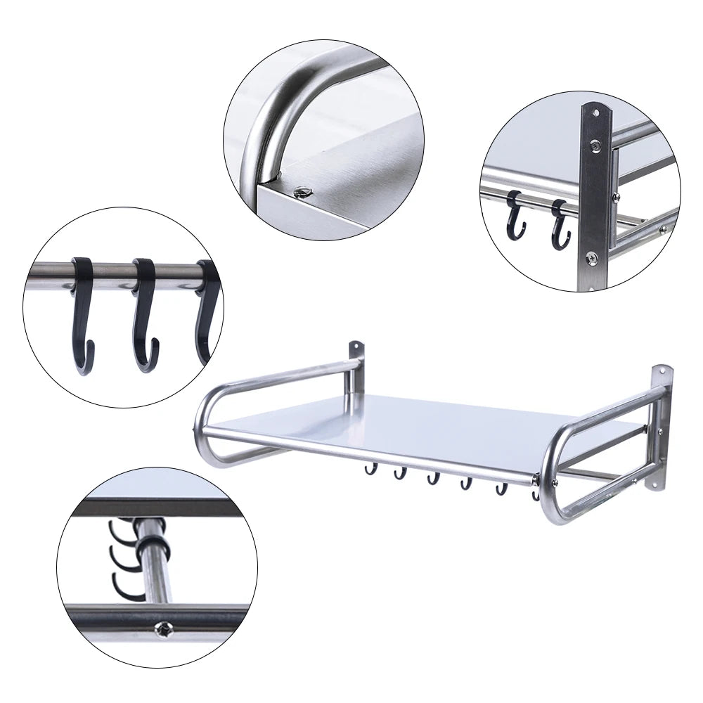 Stainless Steel Wall Mounted Microwave Oven Rack Kitchen Shelf