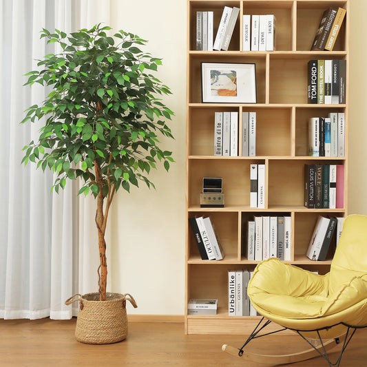 DR.PLANZEN Artificial Ficus Tree Potted Plant With Natural Wood Trunk