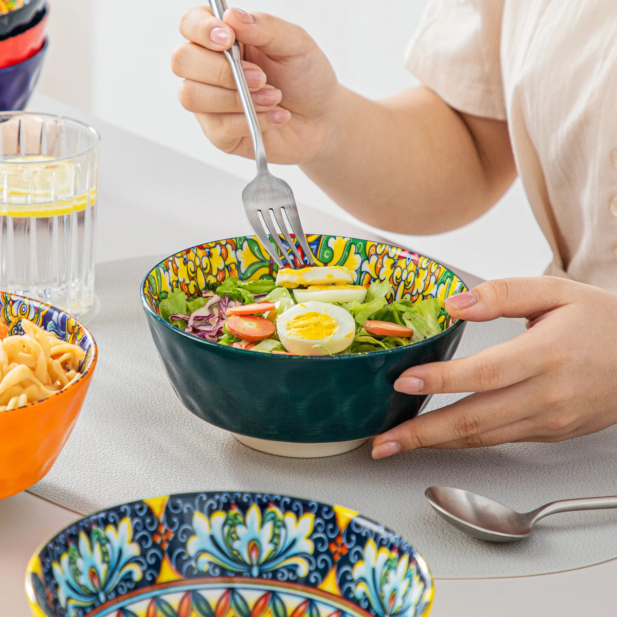 MALACASA Bohemian Ceramic Dinnerware Set Stoneware Tableware for Home
