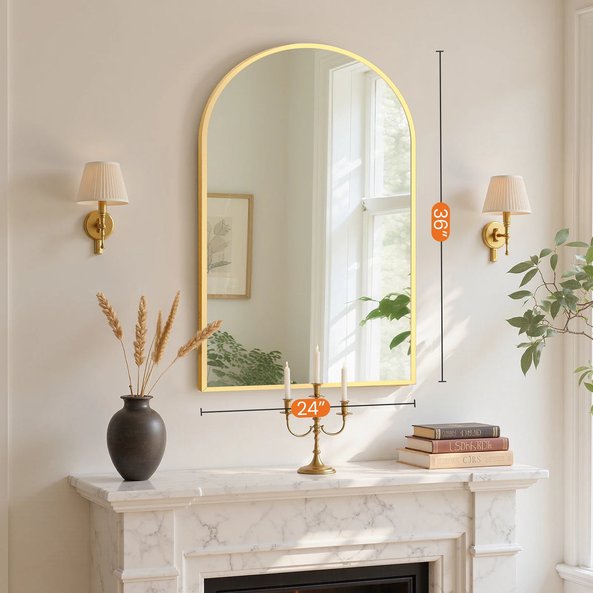 MCQ Arched Bathroom Vanity Mirror With Aluminum Frame Wall Mounted