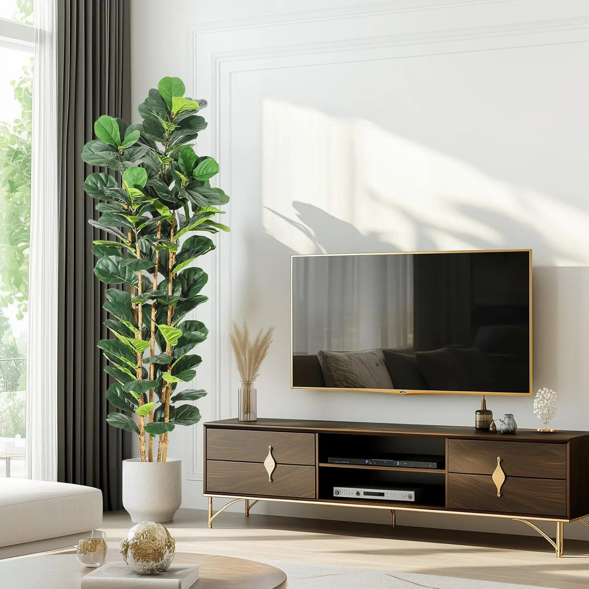 HiMISS Artificial Fiddle Leaf Fig Tree with Pot for Home