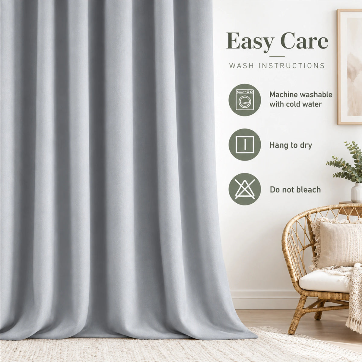 Thermal Blackout Window Curtains With Waterproof Backing For Home
