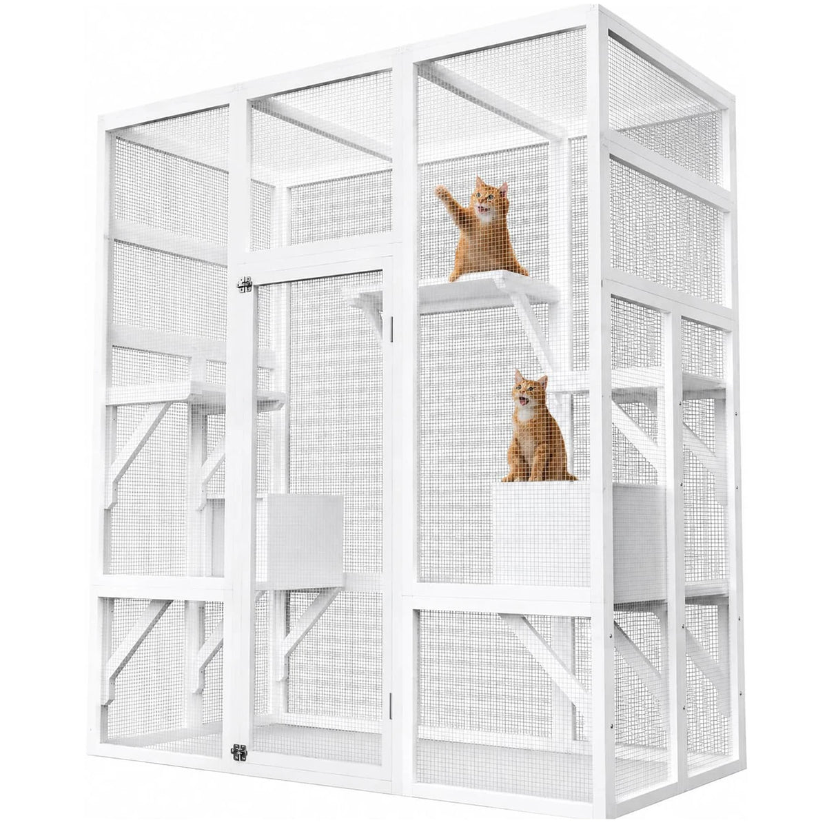HiMISS Outdoor Wooden Cat Enclosure With Waterproof UV Roof