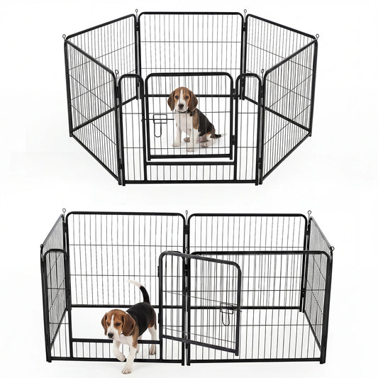 JHK 6 Panel Metal Dog Playpen Foldable Indoor Outdoor Pet Fence