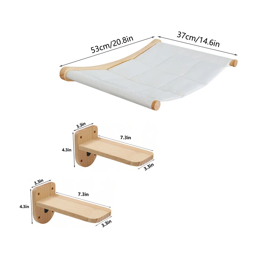 CWV Wall Mounted Cat Hammock Climbing Shelves And Scratching Perches