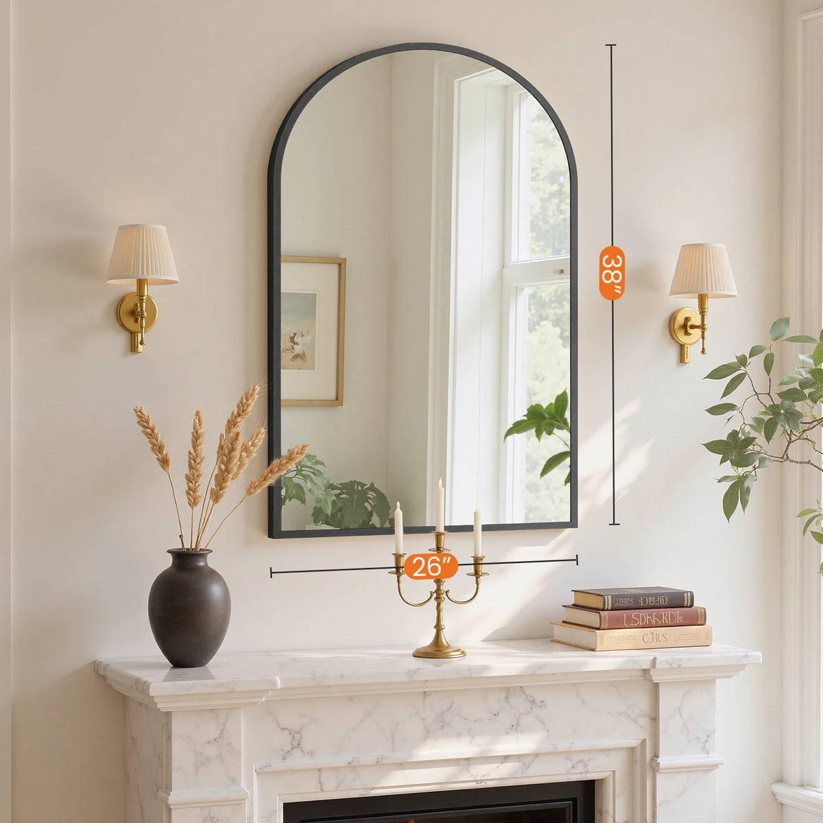 MCQ Arched Bathroom Vanity Mirror With Aluminum Frame Wall Mounted