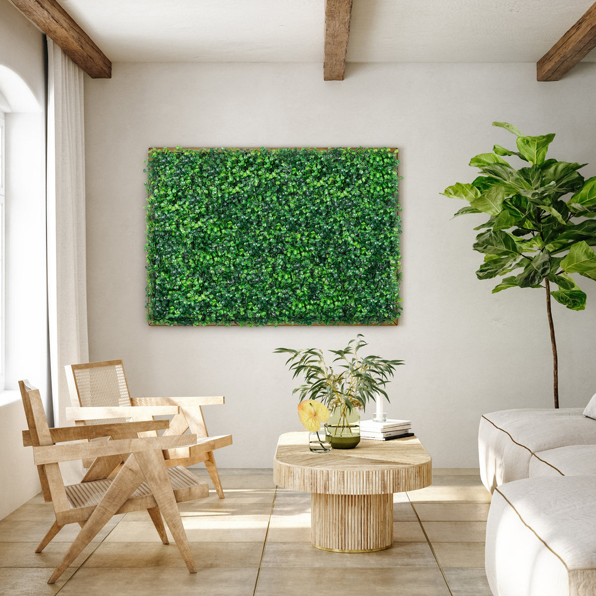 SucceBuy Artificial Boxwood Hedge Panels for Outdoor Wall Decor