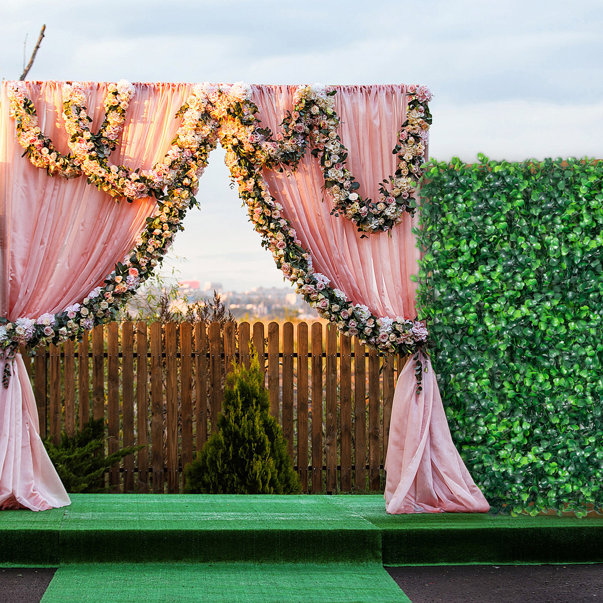 SucceBuy Artificial Boxwood Hedge Panels for Outdoor Wall Decor