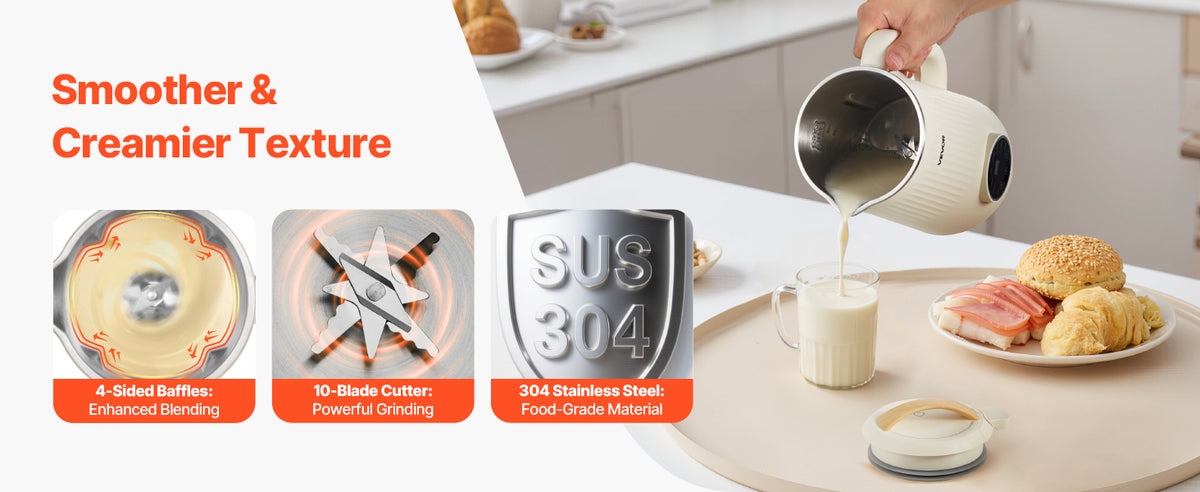 VEVOR 8-in-1 Nut Milk Maker for Soy and Oat Milk