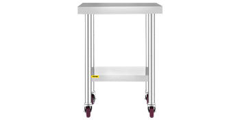 SucceBuy Stainless Steel Prep Table With Shelf Casters And Backsplash