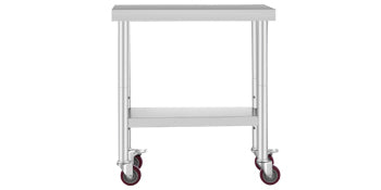 SucceBuy Stainless Steel Prep Table With Shelf Casters And Backsplash