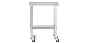 SucceBuy Stainless Steel Prep Table With Shelf Casters And Backsplash