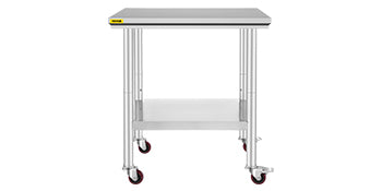 SucceBuy Stainless Steel Prep Table With Shelf Casters And Backsplash